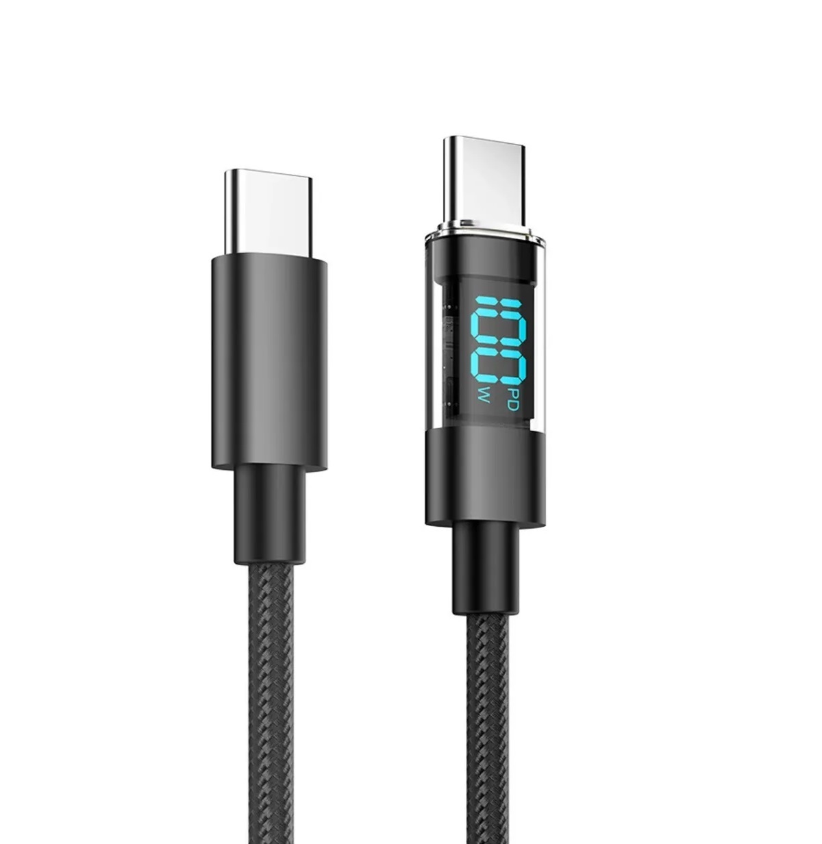 Mettzchrom Dijital Ekranlı Hızlı Şarj Kablosu Type-c to Type-c 100w
