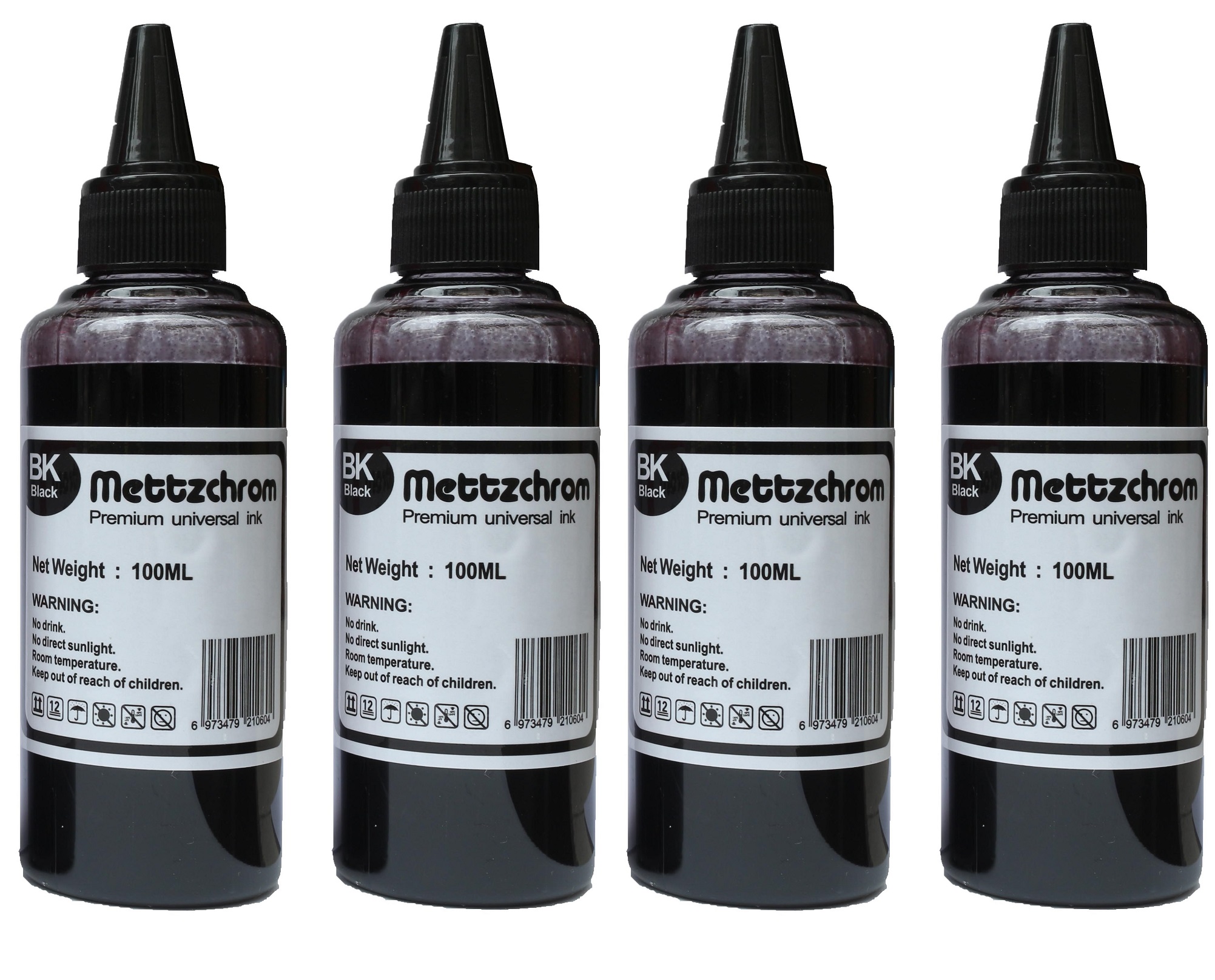 Mettzchrom Mürekkep Canon Uyumlu Siyah Black Mürekkep Seti 4x100 ml