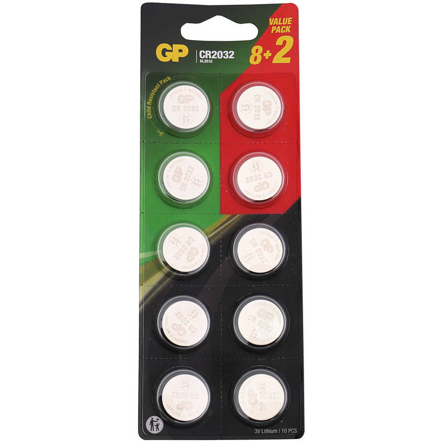 GP CR2032 3 V 10’lu Lityum Düğme Pil